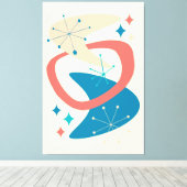 Midden eeuw atoomleeftijd 7 geel, blauw, perzik canvas afdruk (Insitu (Houten vloer))