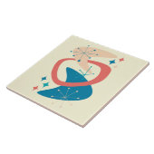 Midden eeuw atoomleeftijd 7 geel, blauw, perzik tegeltje (Zijkant)