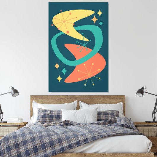 Midden eeuw atoomleeftijd 7 houtskool canvas afdruk (Insitu (Slaapkamer))