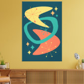 Midden eeuw atoomleeftijd 7 houtskool canvas afdruk (Insitu (Woonkamer))