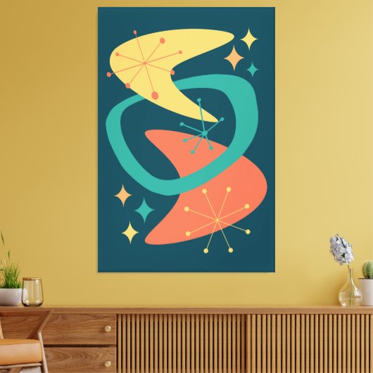 Midden eeuw atoomleeftijd 7 houtskool canvas afdruk (Insitu (Woonkamer))