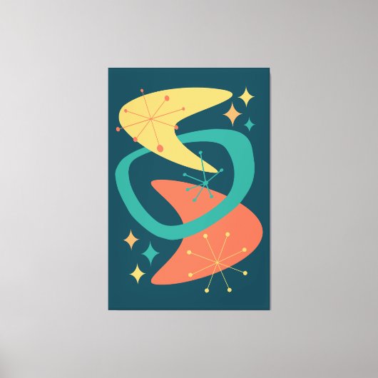 Midden eeuw atoomleeftijd 7 houtskool canvas afdruk (Voorkant)