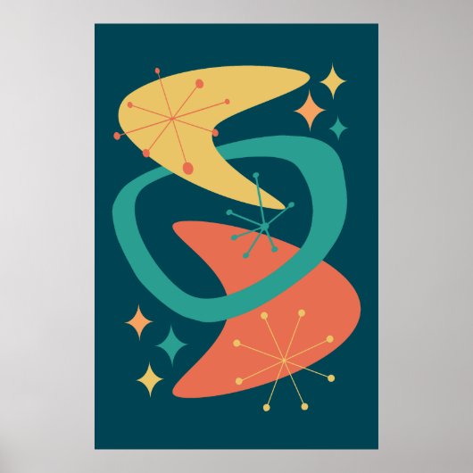 Midden eeuw atoomleeftijd 7 houtskool poster (Voorkant)