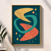 Midden eeuw atoomleeftijd 7 houtskool poster