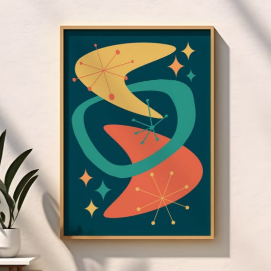 Midden eeuw atoomleeftijd 7 houtskool poster