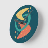 Midden eeuw atoomleeftijd 7 houtskool ronde klok (Hoek)