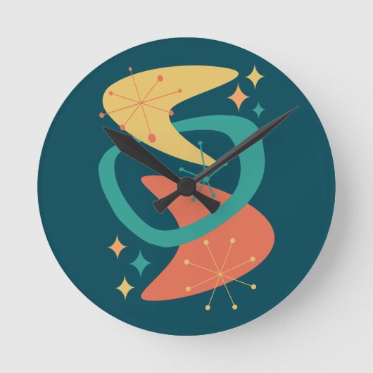 Midden eeuw atoomleeftijd 7 houtskool ronde klok (Voorkant)