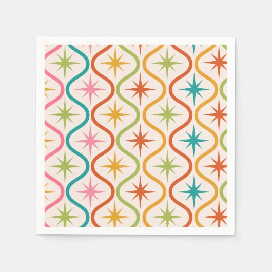 Midden-eeuw atoomstarbursts op Ogee-vormen Servet (Voorkant)