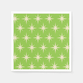 Midden-Eeuw Atoomsterren op Lime Green Pattern Servet
