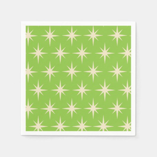 Midden-Eeuw Atoomsterren op Lime Green Pattern Servet (Voorkant)