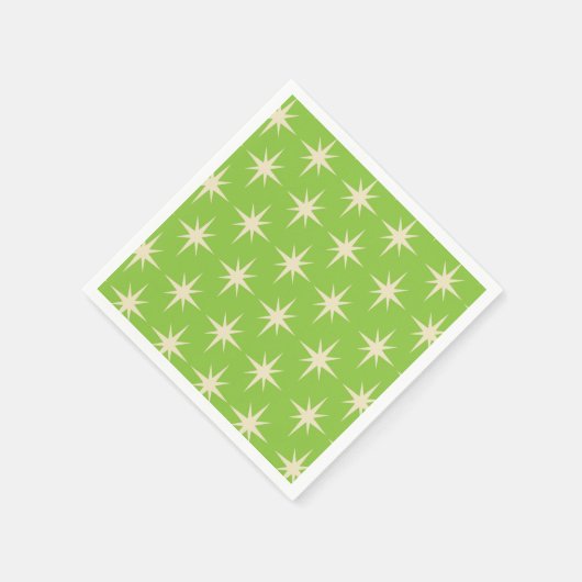 Midden-Eeuw Atoomsterren op Lime Green Pattern Servet (Hoek)