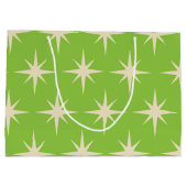 Midden-Eeuw Atoomsterren Patroon op Lime Green Groot Cadeauzakje (Achterkant)