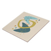 Midden eeuw atoomtijd 7 blauw, mosterd tegeltje (Zijkant)