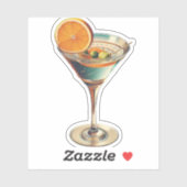 Midden-eeuw atoomtijdperk futuristische Martini Sticker (Vel)