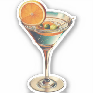 Midden-eeuw atoomtijdperk futuristische Martini Sticker