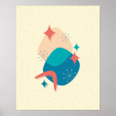 Midden eeuw atoomtijdster Boomerang Abstract Poster (Voorkant)