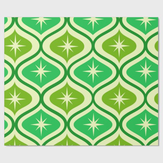 Midden-eeuw atoomuitbarstingen op groene ogeen cadeaupapier (Vlak)