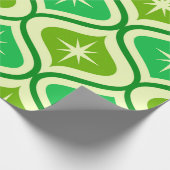 Midden-eeuw atoomuitbarstingen op groene ogeen cadeaupapier (Hoek)