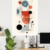 Midden-eeuw Bauhaus geometrische kunst 3 Poster (Thuiskantoor)