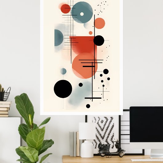 Midden-eeuw Bauhaus geometrische kunst 3 Poster (Thuiskantoor)