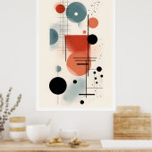 Midden-eeuw Bauhaus geometrische kunst 3 Poster (Keuken)