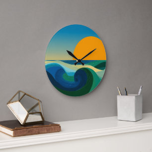 Midden eeuw Bauhaus Zonsondergang Moderne Wandklok