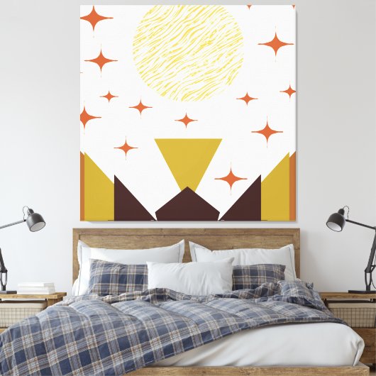 Midden eeuw bergachtig landschap canvas afdruk (Insitu (Slaapkamer))