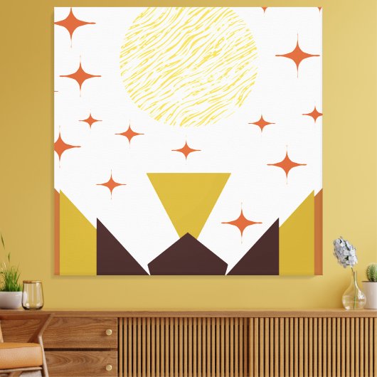 Midden eeuw bergachtig landschap canvas afdruk (Insitu (Woonkamer))