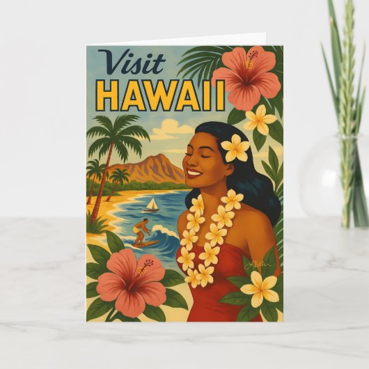 Midden eeuw bezoek Hawaii toerisme kunst Kaart (Voorkant)