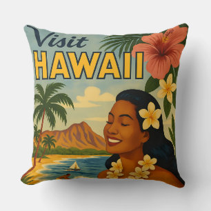 Midden eeuw bezoek Hawaii toerisme kunst Kussen