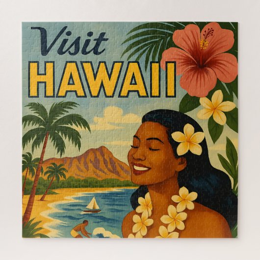Midden eeuw bezoek Hawaii toerisme kunst Legpuzzel (Verticaal)