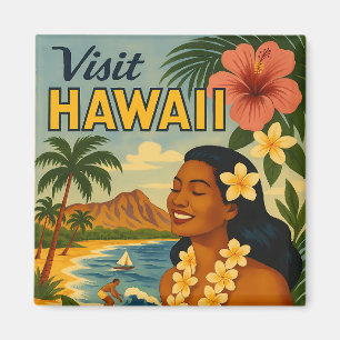 Midden eeuw bezoek Hawaii toerisme kunst Magneet