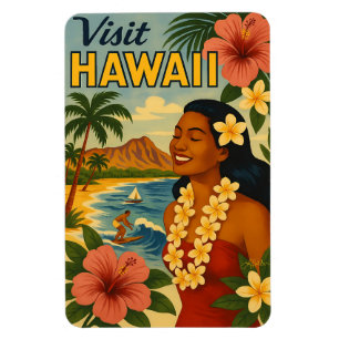 Midden eeuw bezoek Hawaii toerisme kunst Magneet