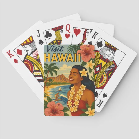 Midden eeuw bezoek Hawaii toerisme kunst Pokerkaarten (Achterkant)