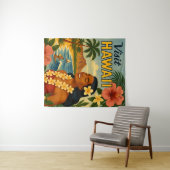 Midden eeuw bezoek Hawaii toerisme kunst Wandkleed (In Situ (horizontaal))