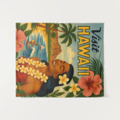 Midden eeuw bezoek Hawaii toerisme kunst Wandkleed (Voorkant (horizontaal))