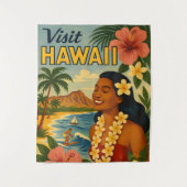 Midden eeuw bezoek Hawaii toerisme kunst Wandkleed (Voorkant)