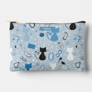 Midden eeuw blauwe hart katten etui