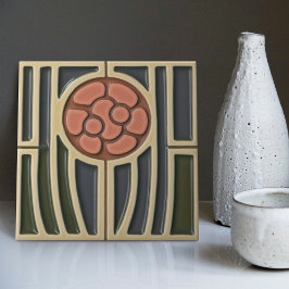 Midden-eeuw Bloemsymmetrie Arts Crafts Movement Tegeltje