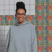 Midden-eeuw Bloemsymmetrie Arts Crafts Movement Tegeltje