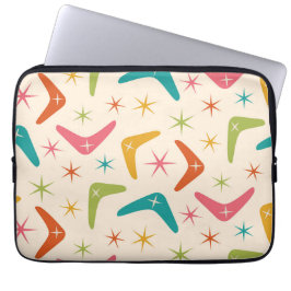 Midden eeuw Boemerang met Retro sterverbursten  Laptop Sleeve
