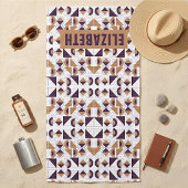Midden eeuw Boho Paars & Mosterd Chic Aangepaste N Strandlaken