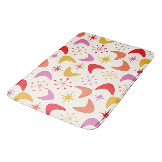 Midden eeuw Boomerang met Atomic Starbursts Badmat (Gekanteld)