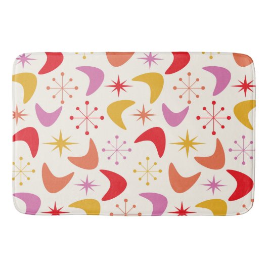 Midden eeuw Boomerang met Atomic Starbursts Badmat (Voorkant)