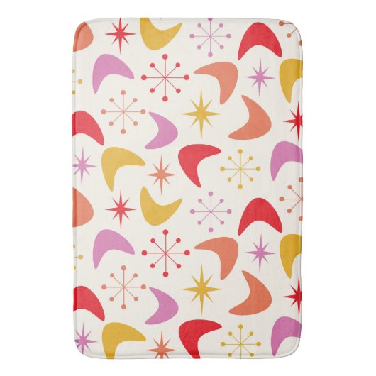 Midden eeuw Boomerang met Atomic Starbursts Badmat (Voorkant Verticaal)