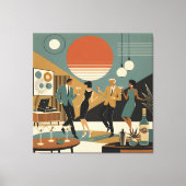Midden Eeuw Californië Vibes Martini Dansfeest Canvas Afdruk (Voorkant)