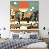 Midden Eeuw Californië Vibes Martini Dansfeest Canvas Afdruk (Insitu (Slaapkamer))