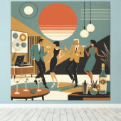 Midden Eeuw Californië Vibes Martini Dansfeest Canvas Afdruk (Insitu (Houten vloer))