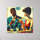 Midden Eeuw Cocktailparty Koppels - Gefascineerd Canvas Afdruk (Voorkant)