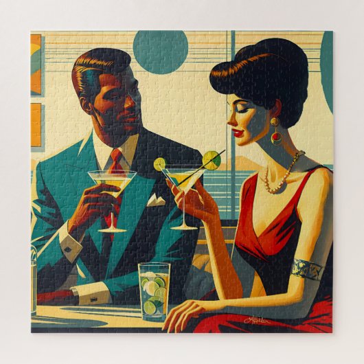 Midden Eeuw Cocktailparty Koppels - Gefascineerd Legpuzzel (Verticaal)
